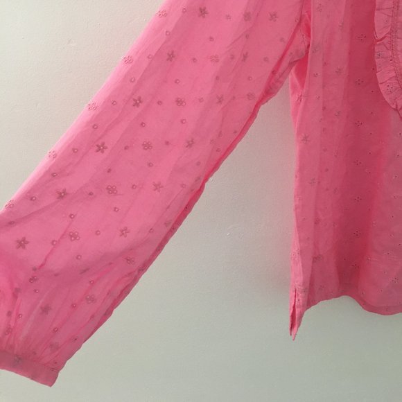 J.Crew Long-sleeve Eyelet Ruffle Shirt Size M NEW - Picture 5 of 6